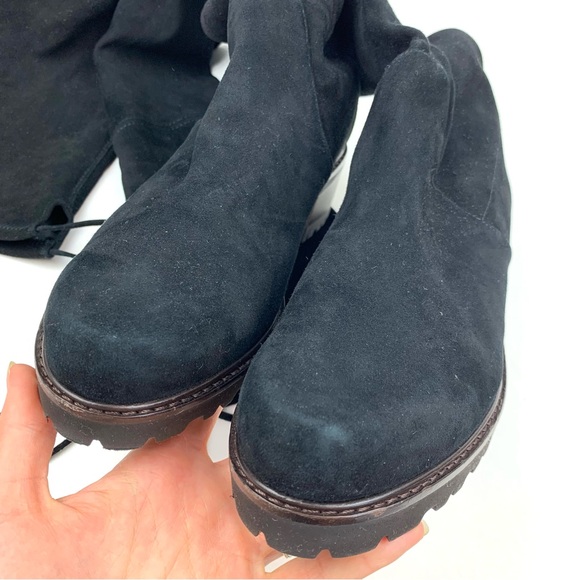 Stuart Weitzman Over The Knee Boots Suede Leather Low Block Heel Lug Sole 9 B - Picture 4 of 10